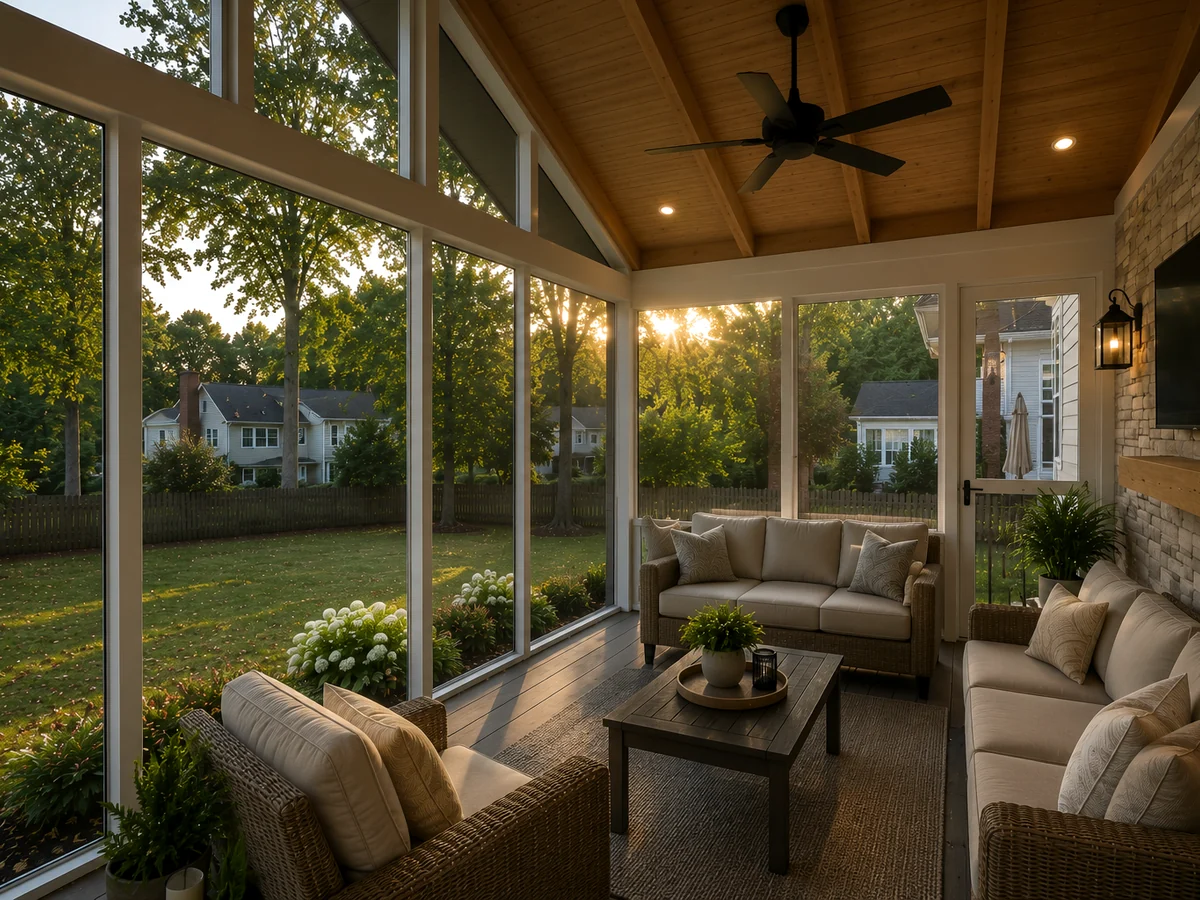 Custom screened porch interior